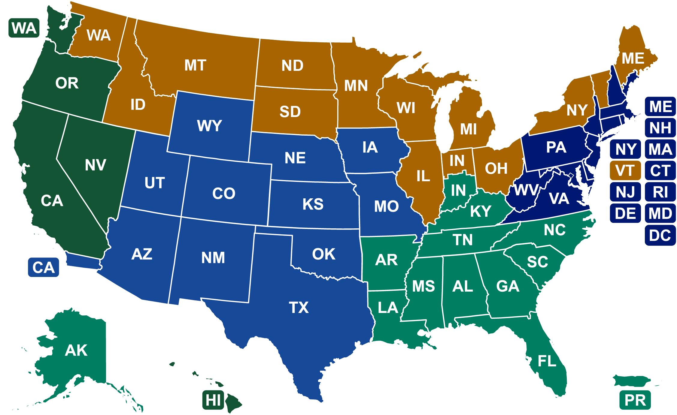 Clickable Map of USA