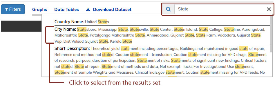 Figure 6: Figure displays results from a search for “State” Figure 6: Figure displays results from a search for “State”