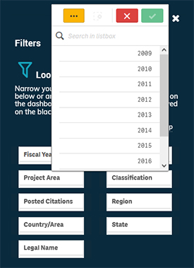 Figure 2.a: Open Fiscal Year filter drop-down.
